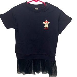 H&M Navy Tee with Bear Graphic and Tulle Skirt